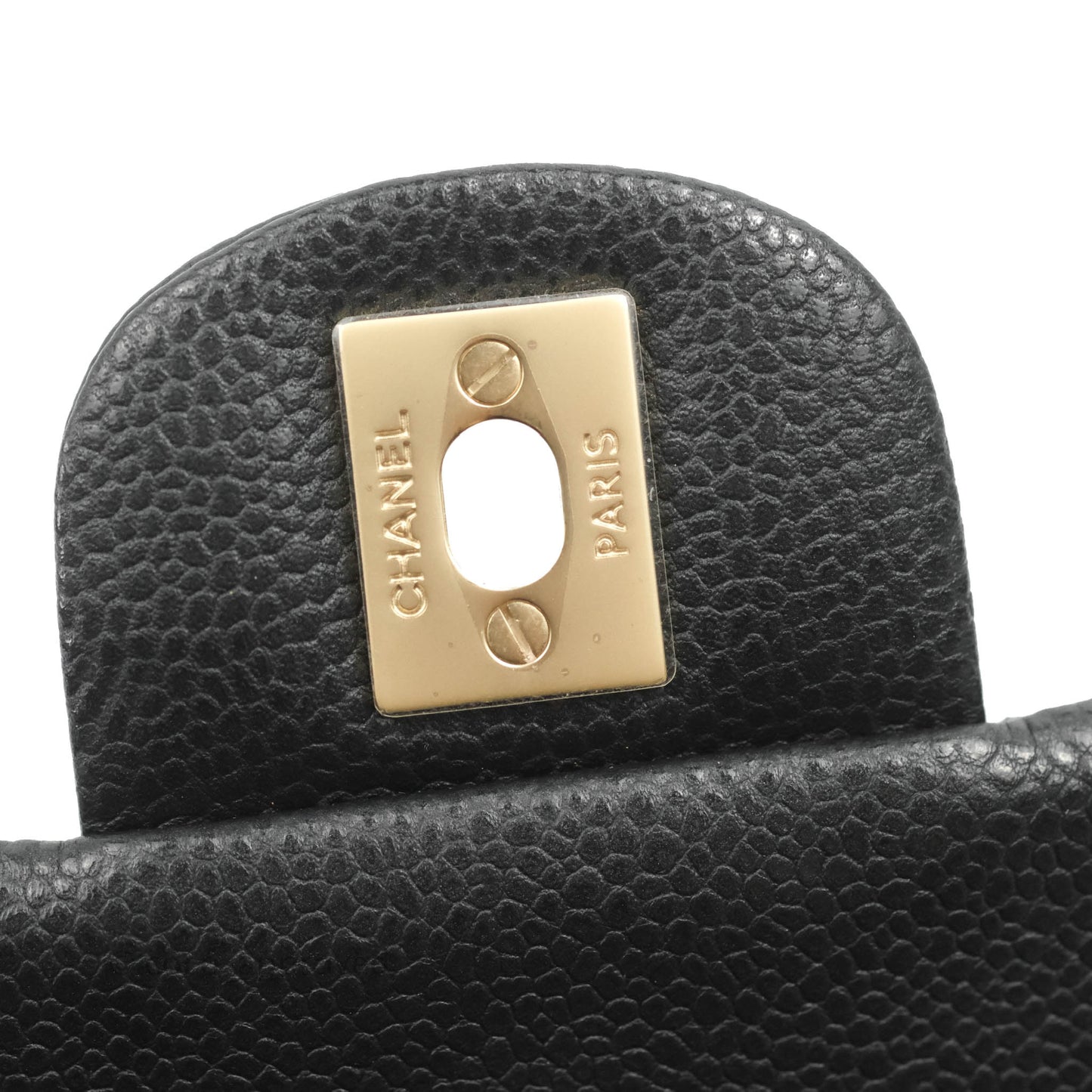 Chanel Quilted Mini Square Flap Bag Pearly Black Caviar Matte Gold Hardware