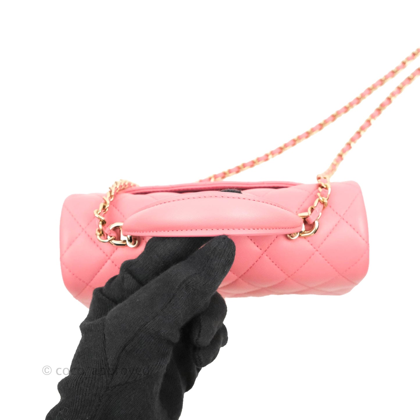 Chanel Top Handle Mini Rectangular Flap Bag Pink Lambskin Gold Hardware