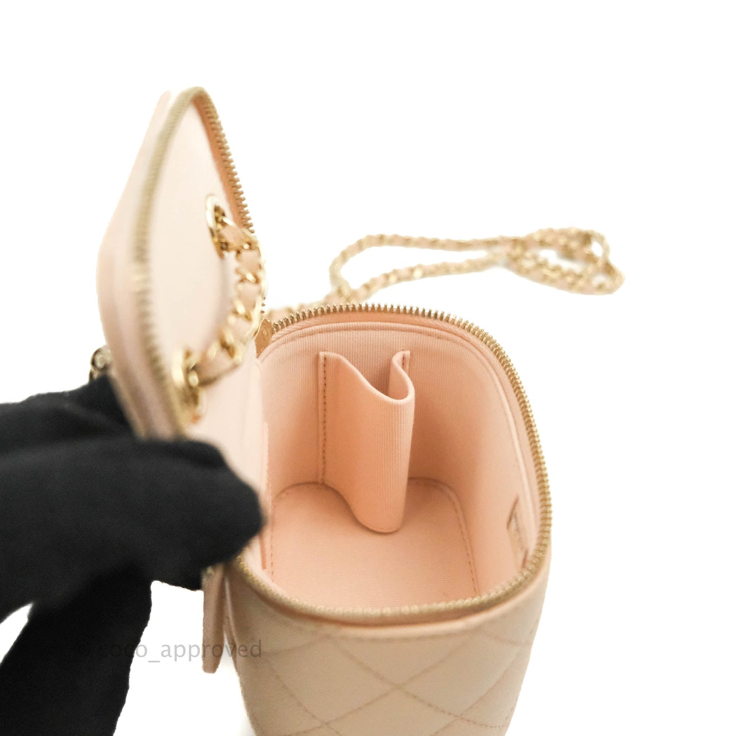 Chanel Classic Mini Vanity With Chain Light Beige Caviar Gold Hardware
