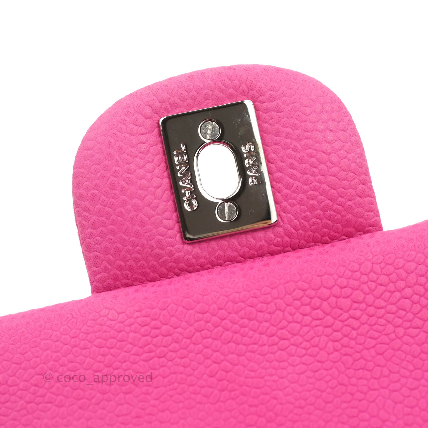 Chanel Classic M/L Medium Flap Quilted Pink Matte Caviar Silver Hardware