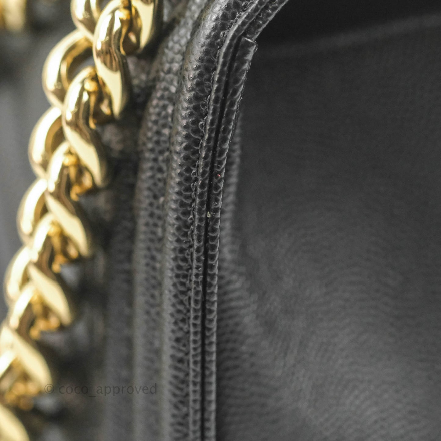 Chanel Chevron Medium Boy Black Caviar Gold Hardware