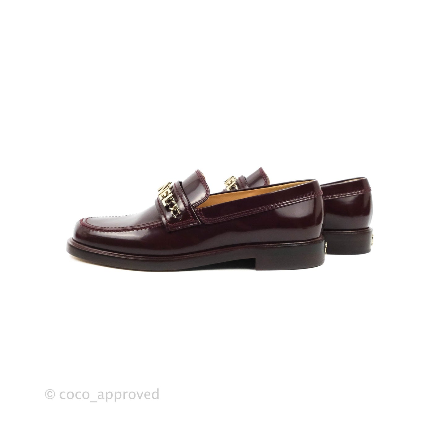 Chanel Patent Calfskin Bordeaux Loafers 21S Size 37