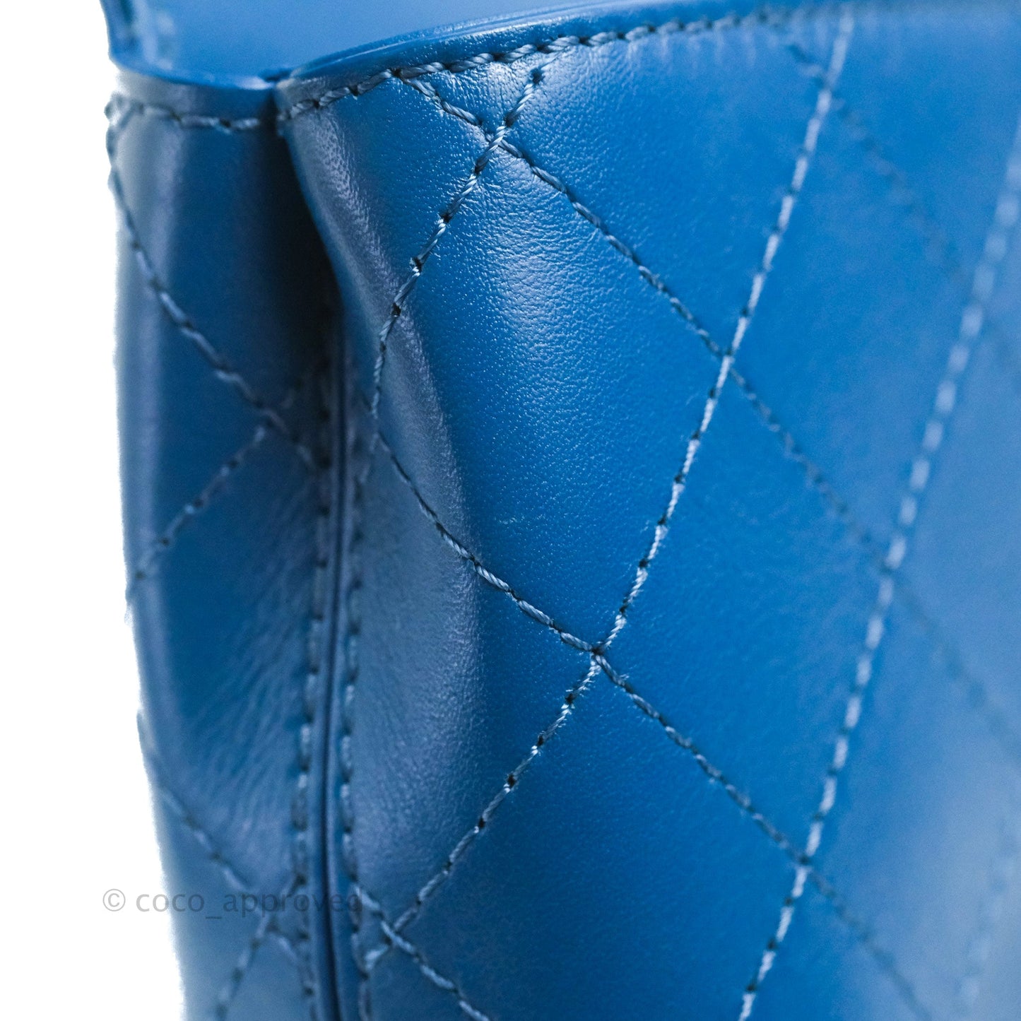 Chanel Blue Quilted Leather Small Frame In Flap Bag