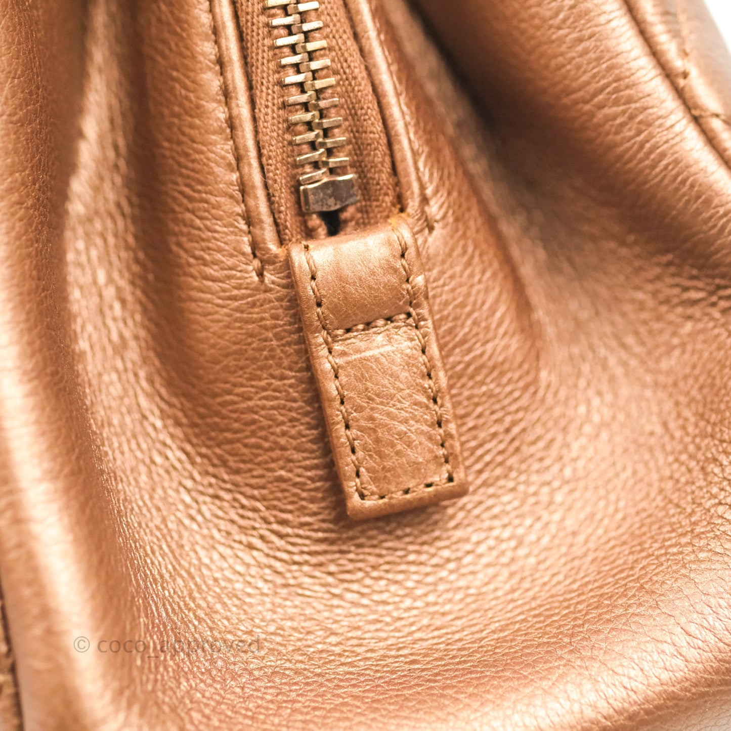 Chanel Iridescent Goatskin Quilted Small CC Eyelet Tote Copper Rose Gold