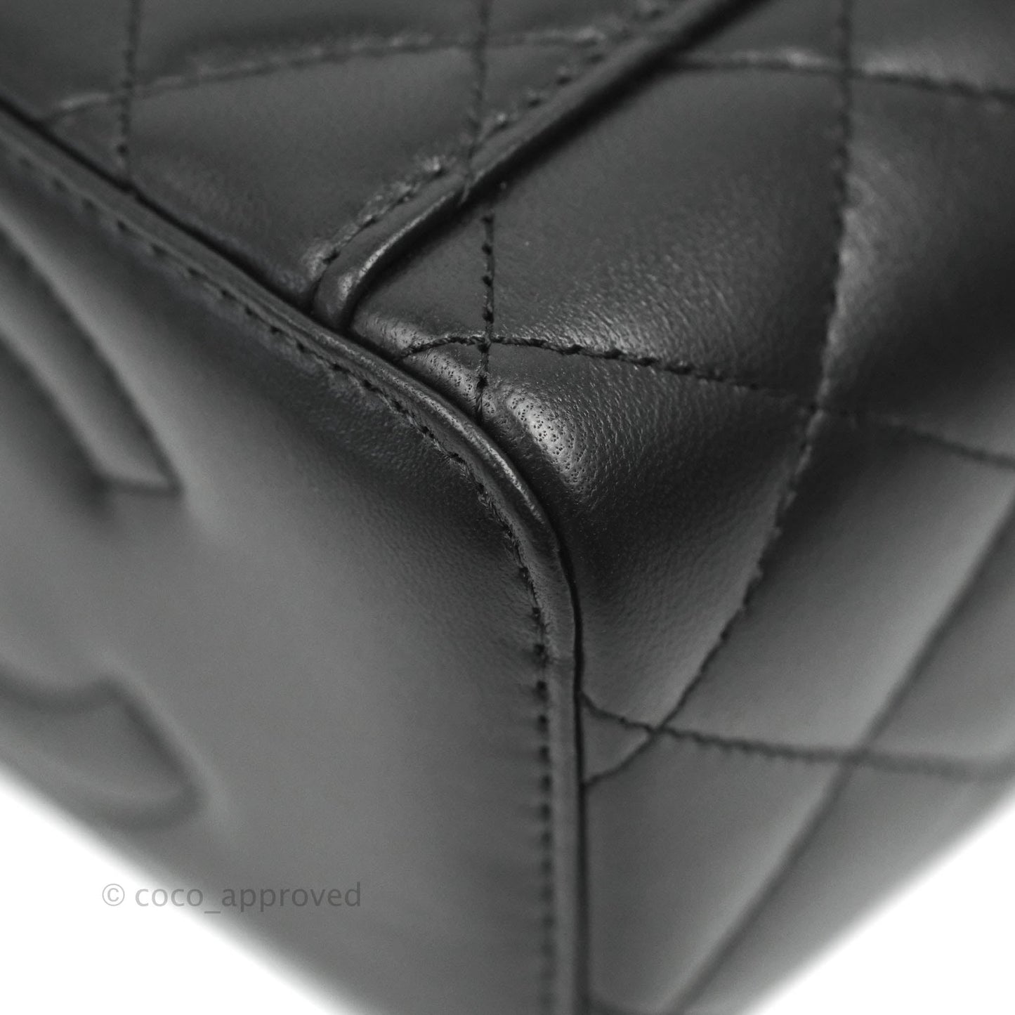 Chanel Vanity Rectangular Top Handle Black Lambskin Gold Hardware