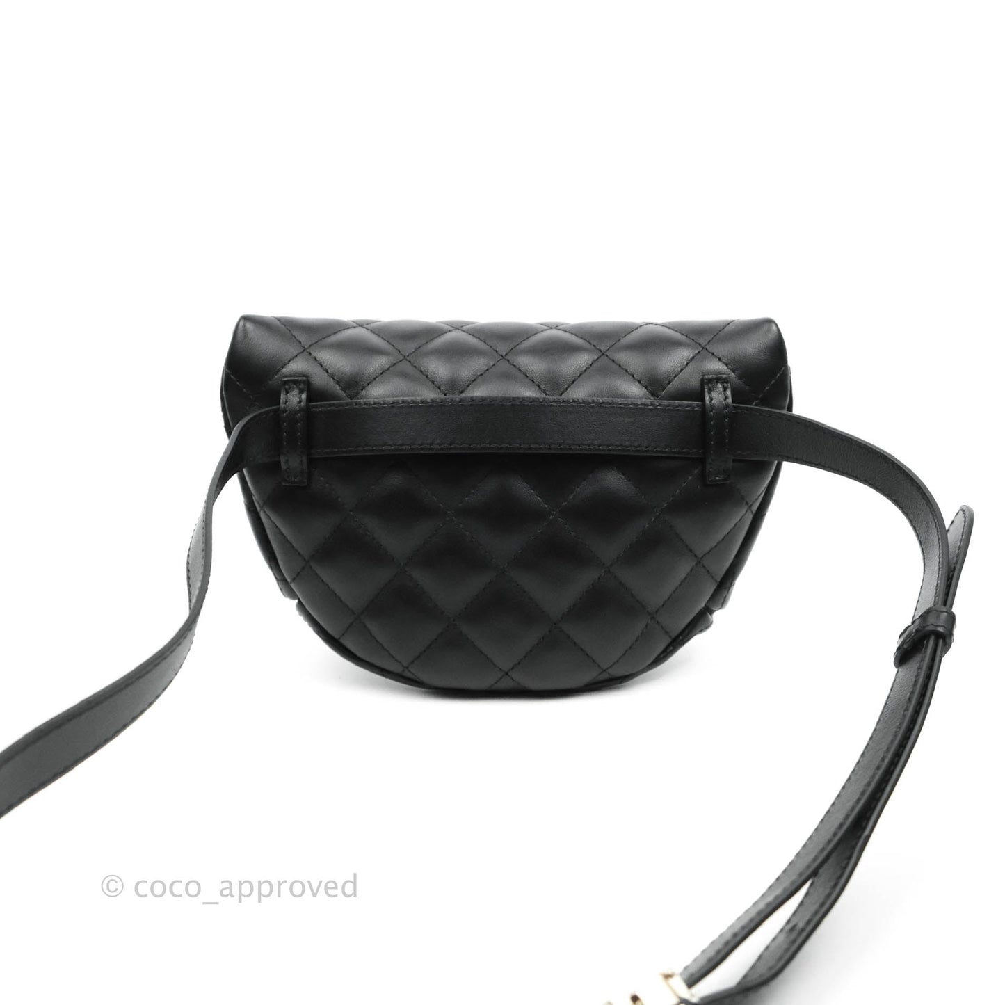 Chanel Quilted Belt Bum Bag Black Calfskin Silver Hardware (Uniform)