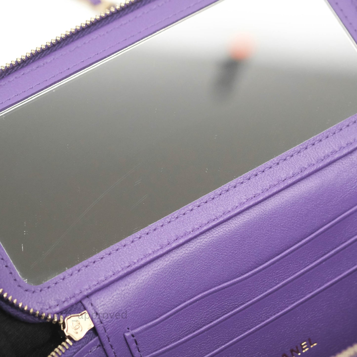 Chanel Classic Vanity Rectangular Top Handle With Chain Purple Lambskin Gold Hardware