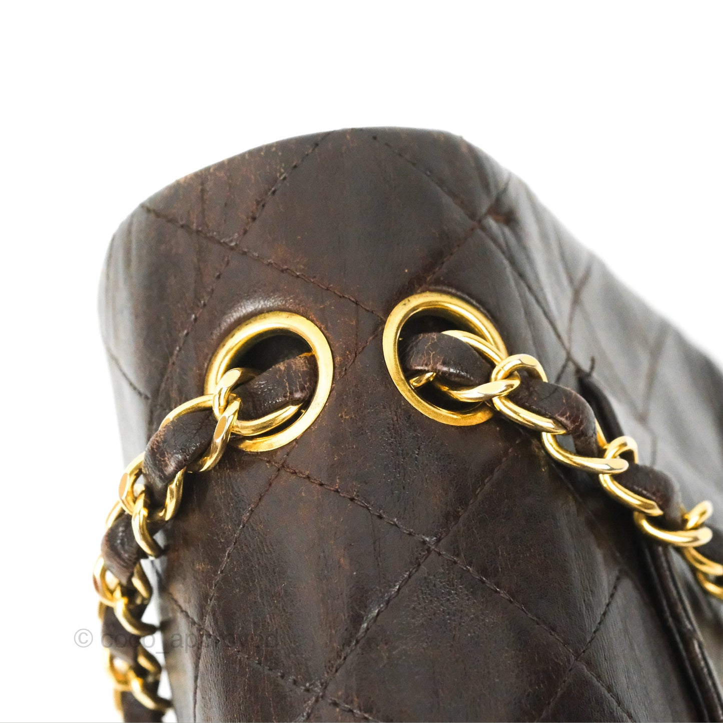 Chanel Vintage Small Classic Flap Brown Lambskin 24K Gold Hardware