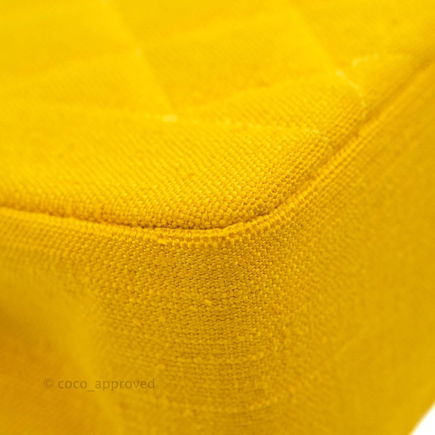 Chanel Vintage Small Classic Diana Flap Bag Yellow Linen Fabric 24K Gold Hardware