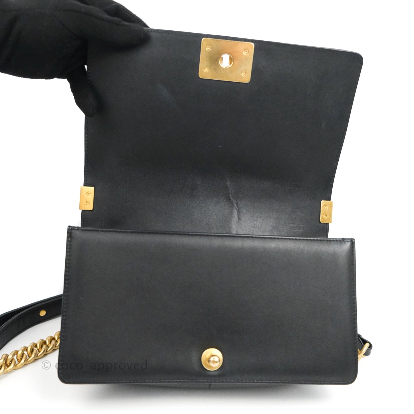 Chanel Quilted Medium Boy Black Lambskin Gold Hardware