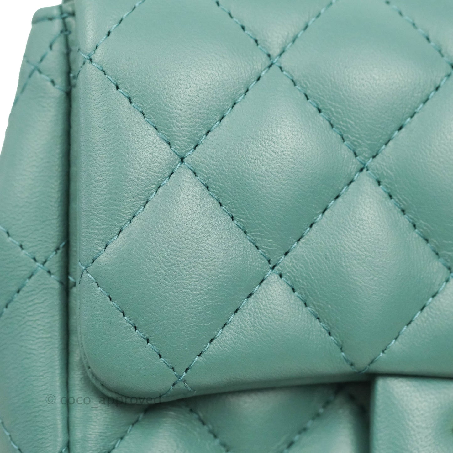 Chanel Mini Square Teal Green Lambskin Gold Hardware