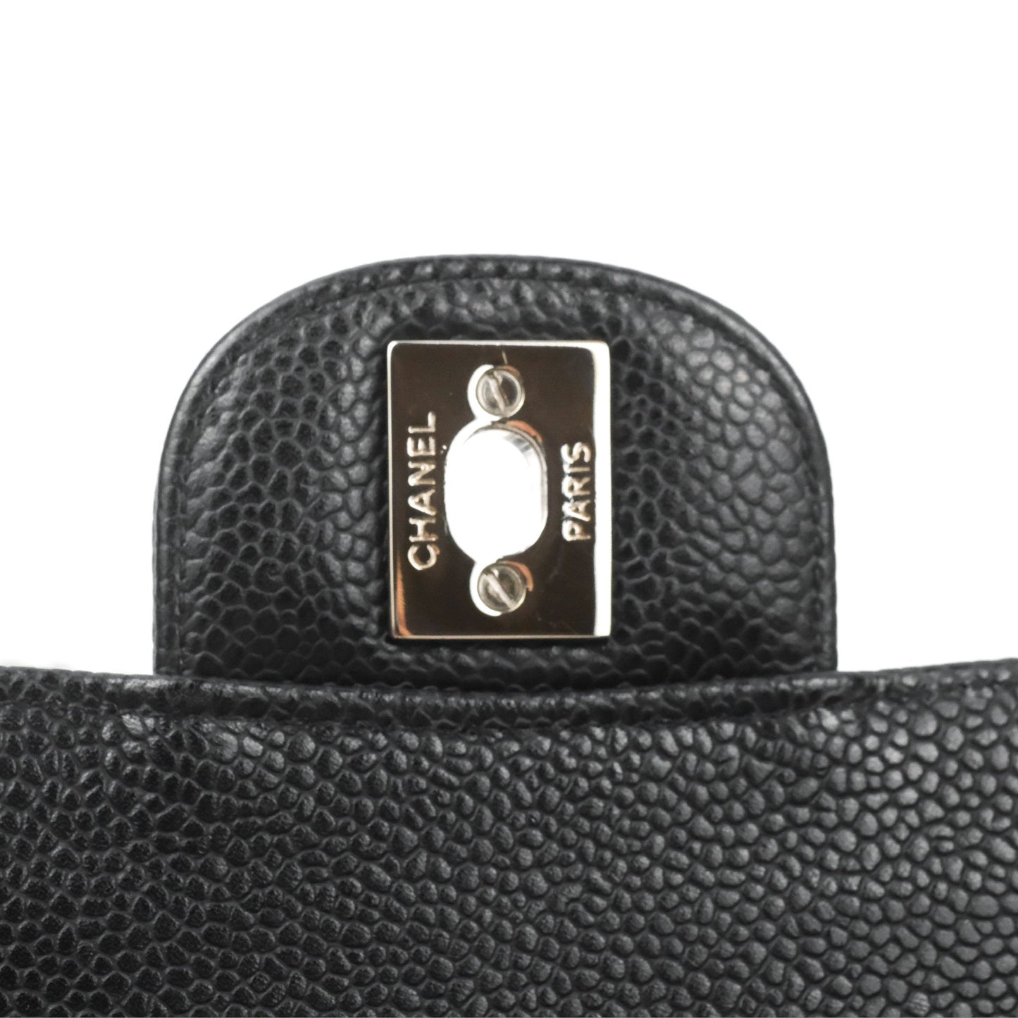Chanel Classic M/L Medium Flap Quilted Black Caviar Silver Hardware