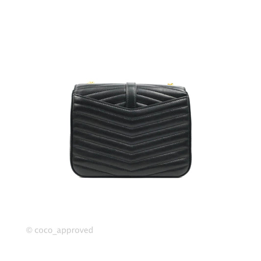 Saint Laurent Small Sulpice Triple V-Flap Black Lambskin Crossbody Bag