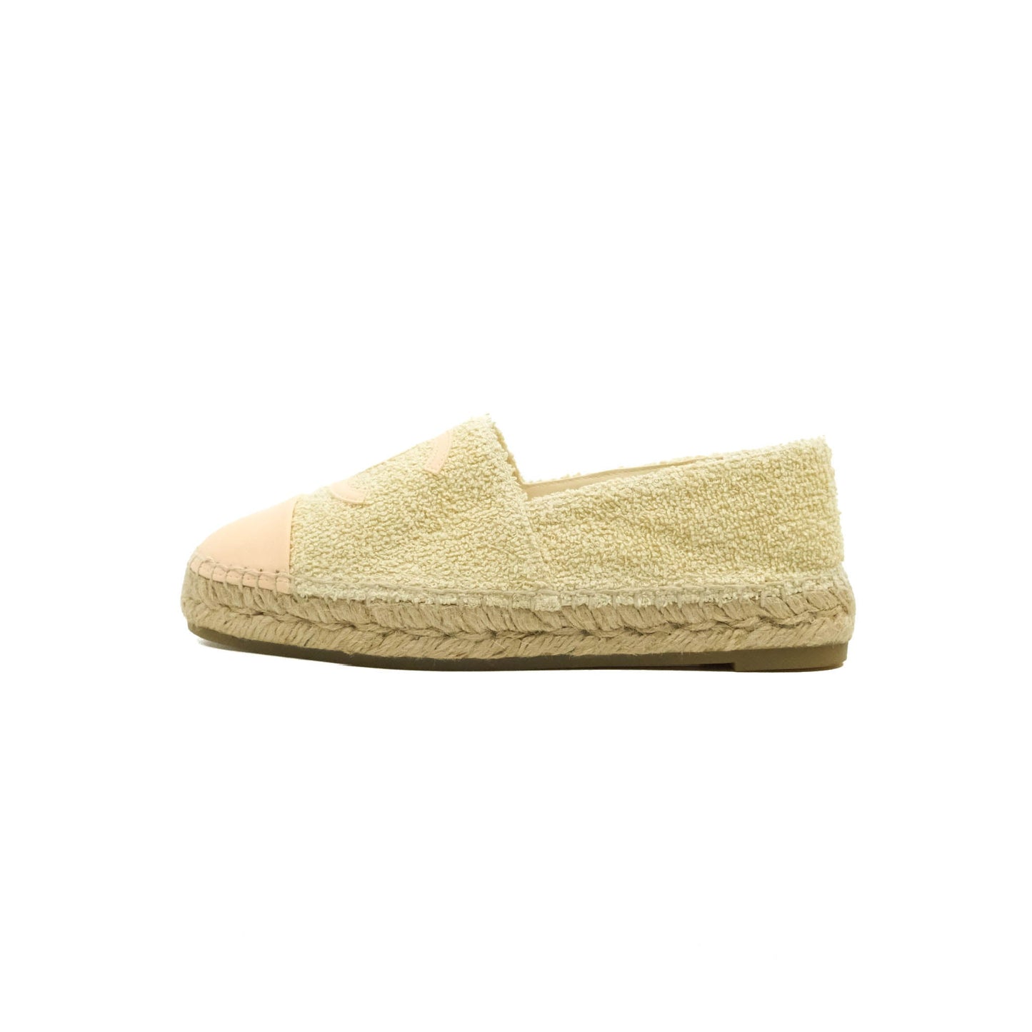 Chanel Espadrille Pink Beige Fabric Size 37C