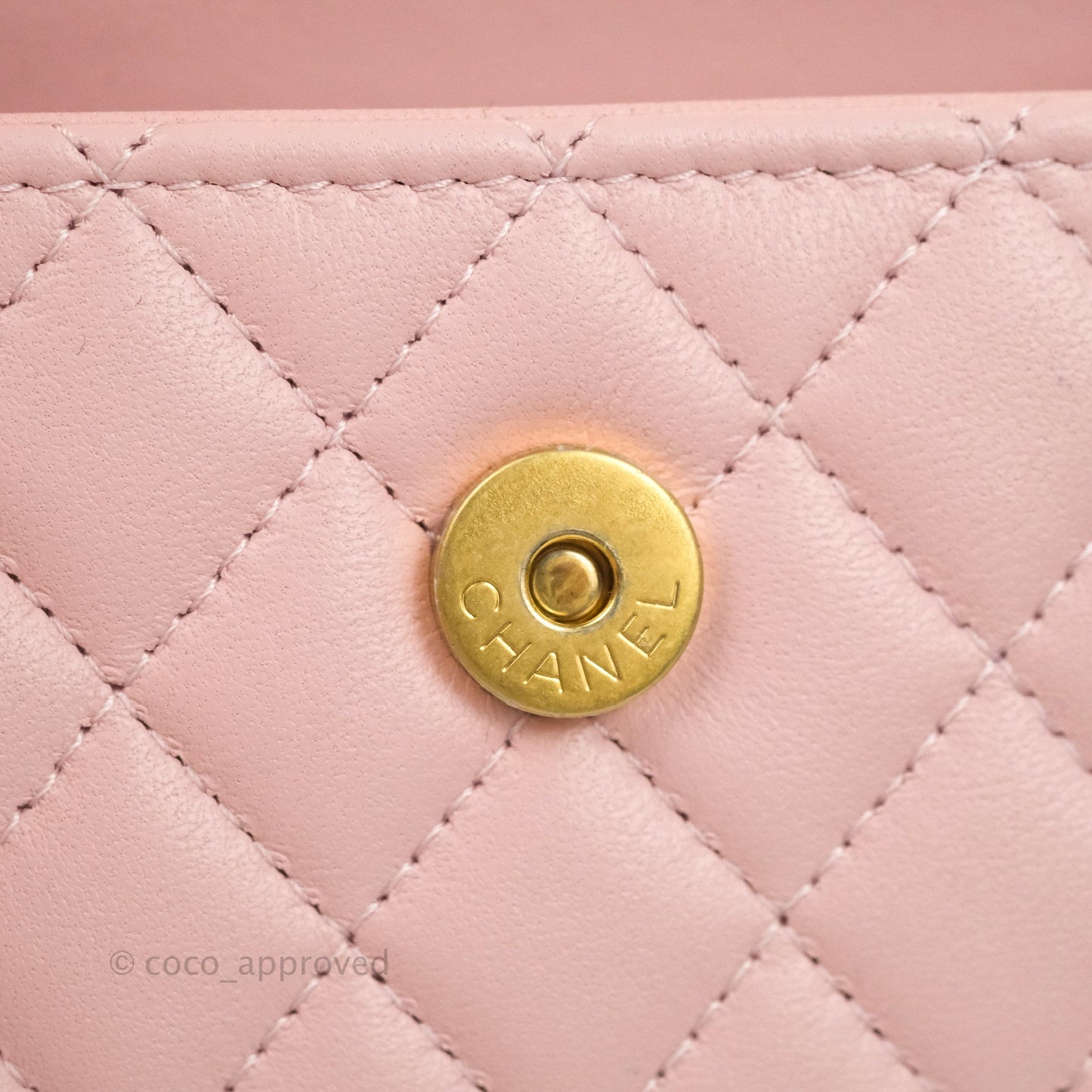Chanel Mini Enamel Handle Clutch on Chain Pink Lambskin Gold Hardware 22B