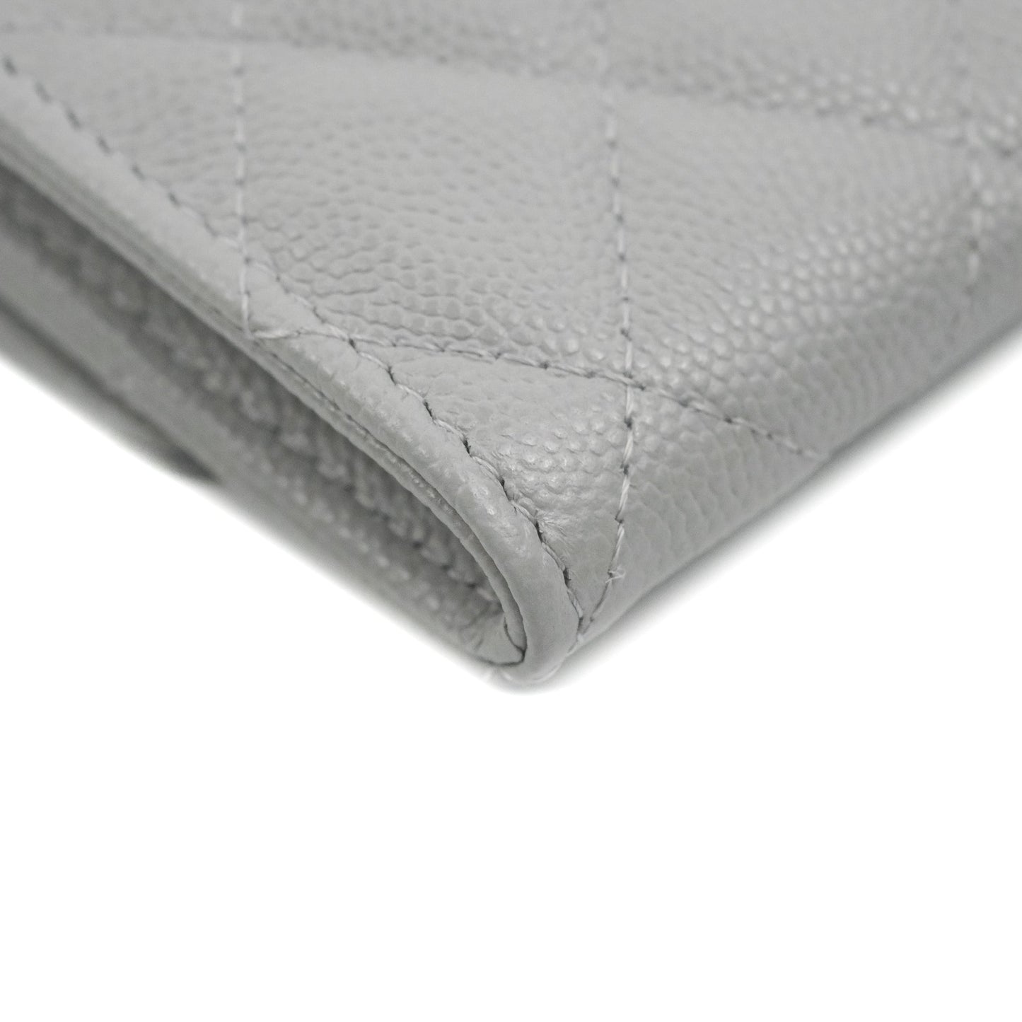 Chanel Quilted Flap Card Holder Grey Caviar Gold Hardware