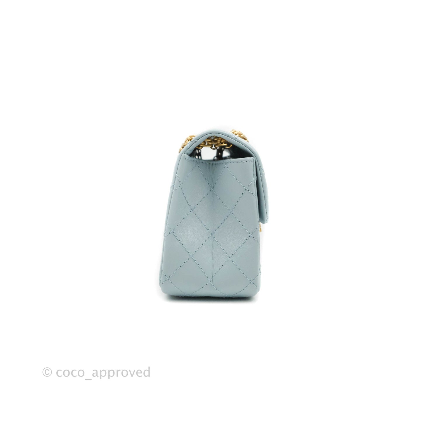 Chanel Mini Reissue 224 Light Blue Aged Calfskin Aged Gold Hardware