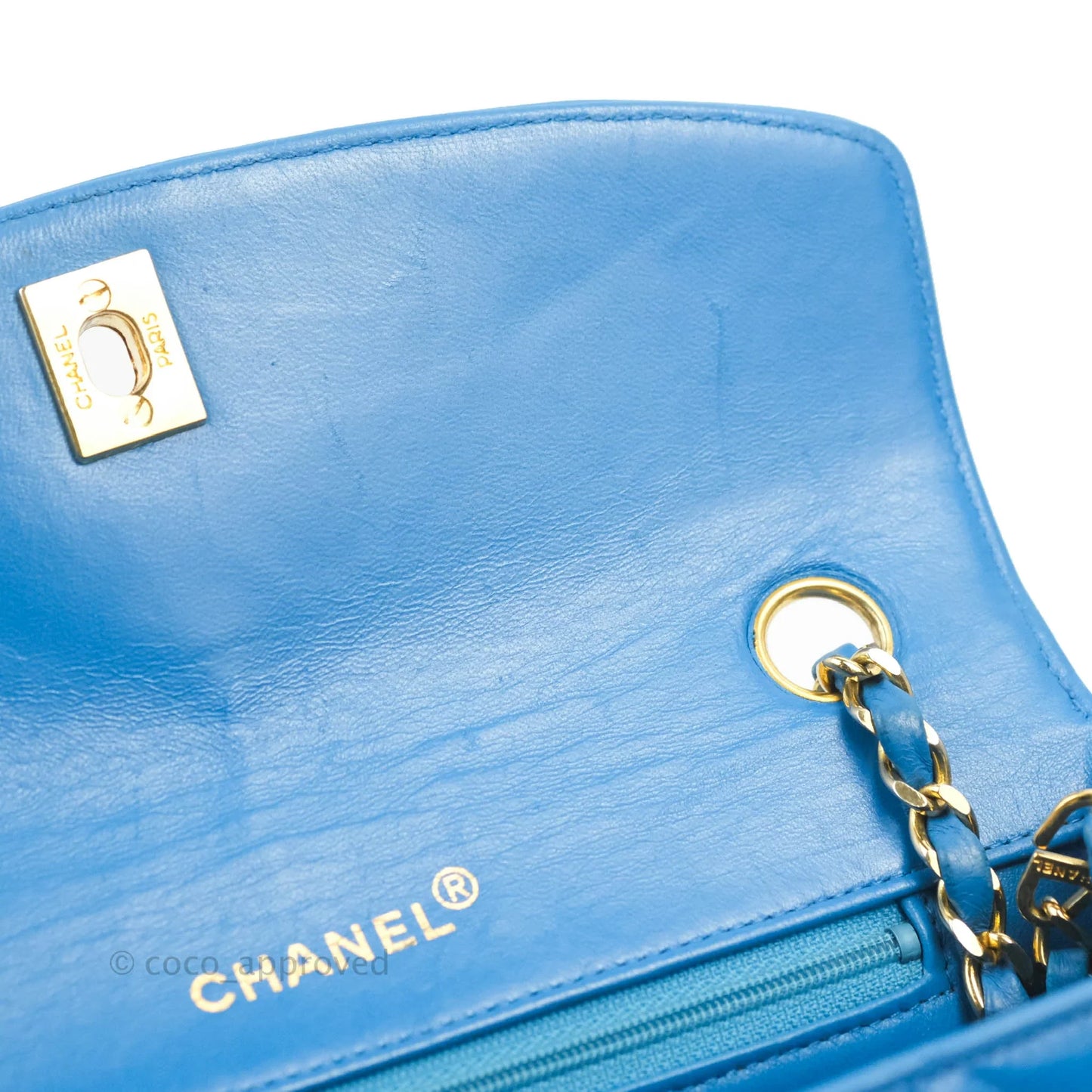 Chanel Vintage Trapezoid Flap Bag Blue Lambskin 24K Gold Hardware
