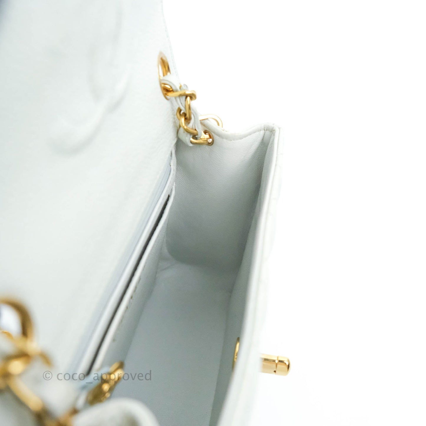 Chanel Quilted Vintage Mini Square Flap Light Blue Caviar 24K Gold Hardware