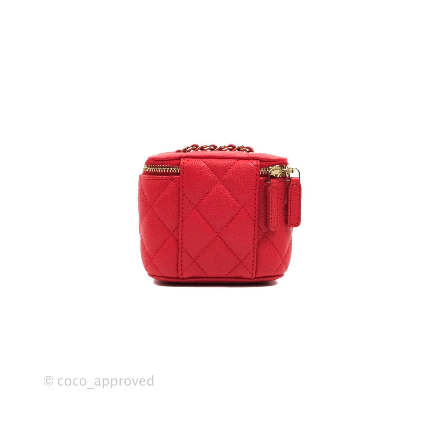 Chanel Mini Vanity With Chain Red Caviar Gold Hardware