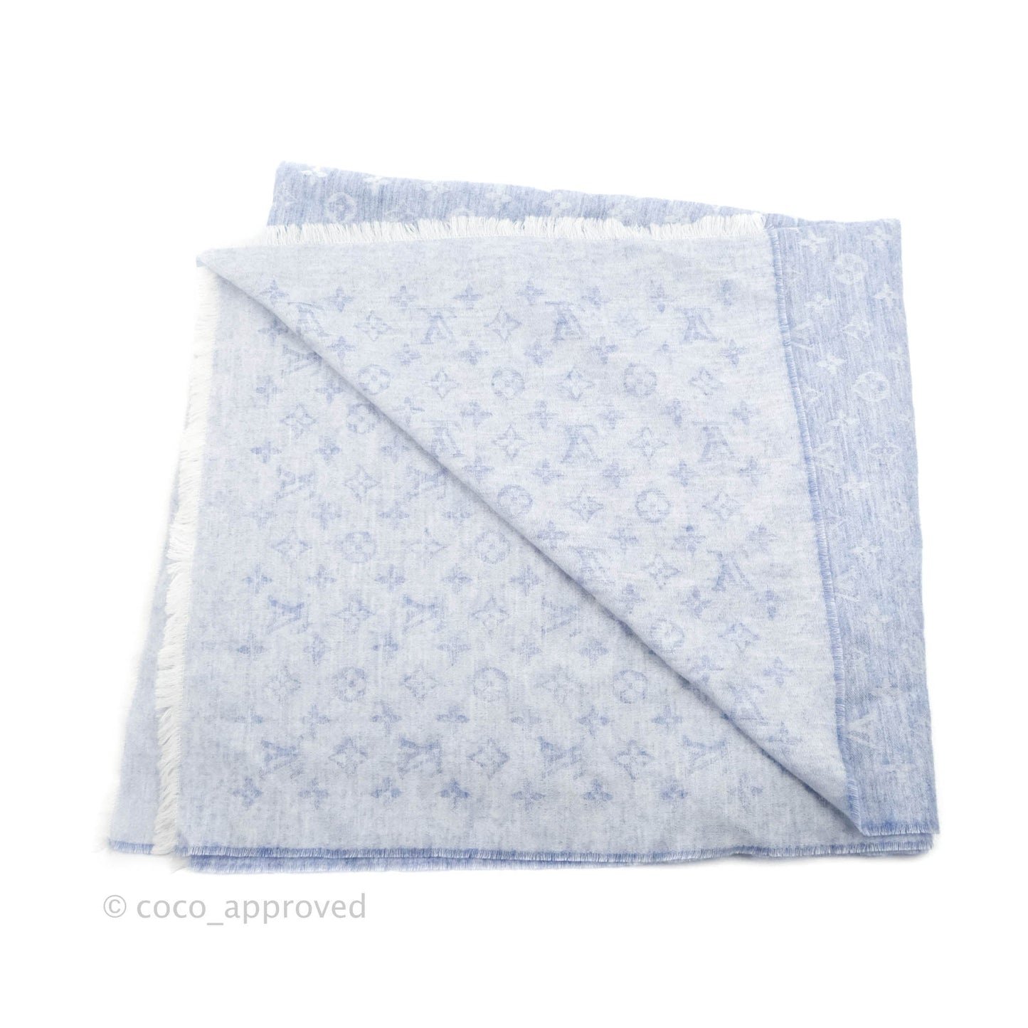 Louis Vuitton Wool Scarf Monogram Light Blue