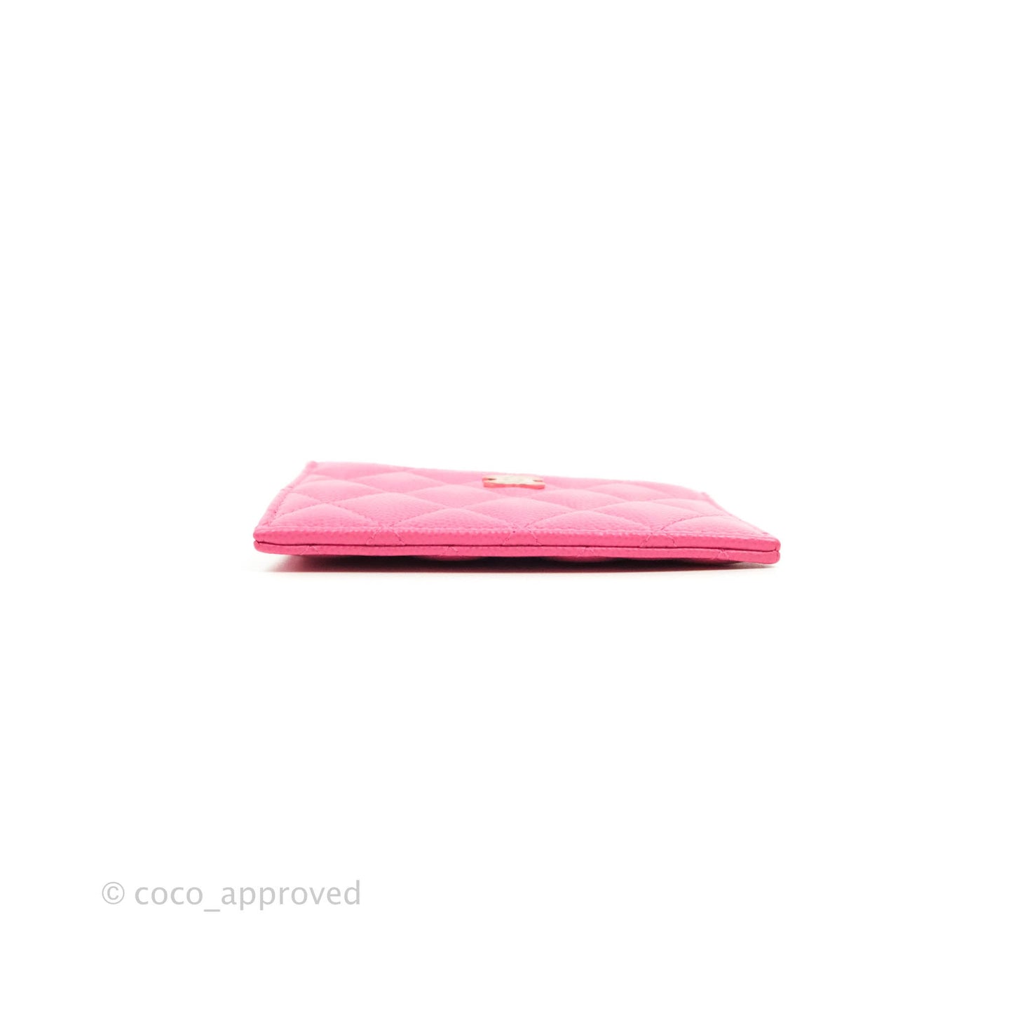 Chanel Quilted CC Zipped Card Holder Pink Caviar Gold Hardware