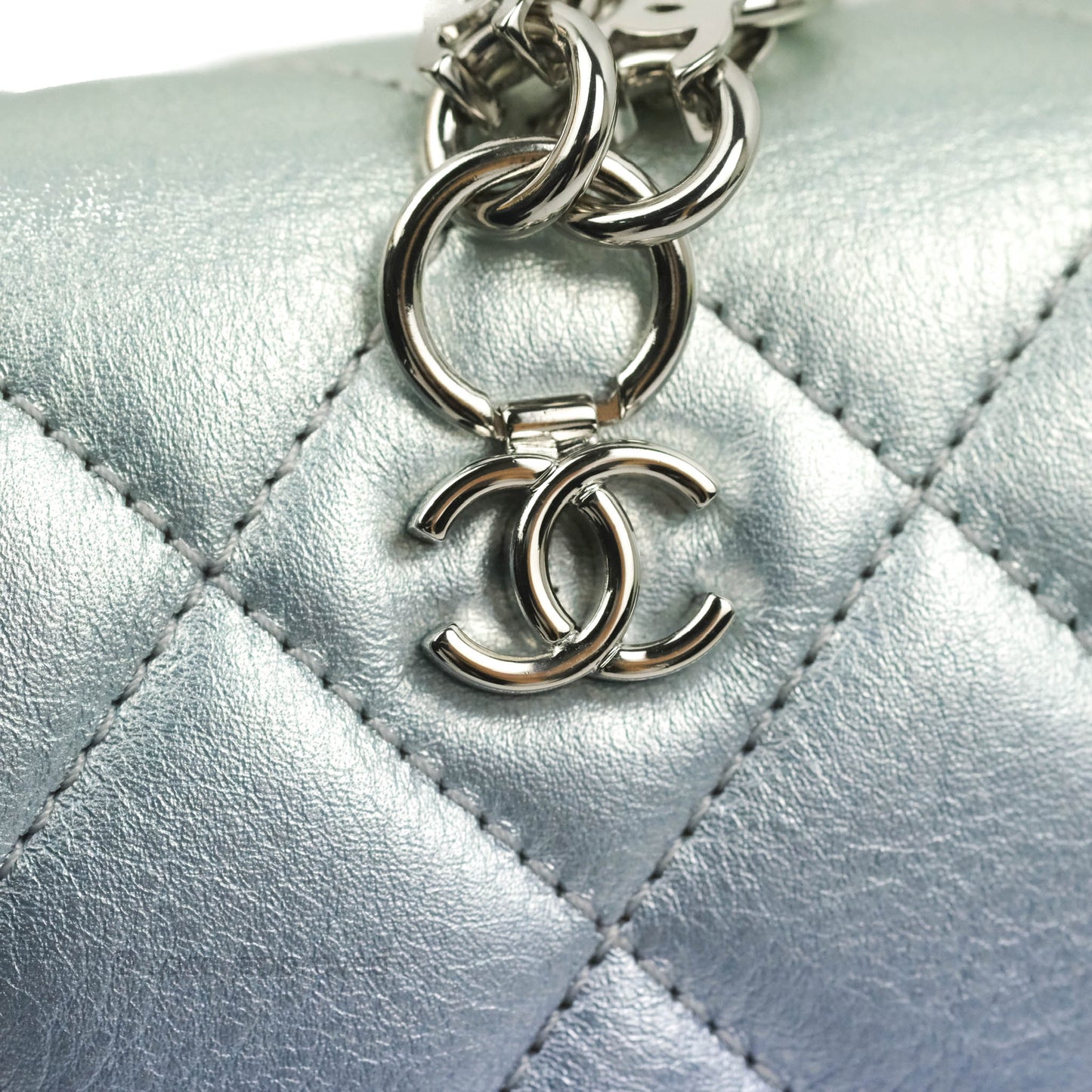 Chanel Wristlet Clutch Iridescent Rainbow Calfskin Leather 21K