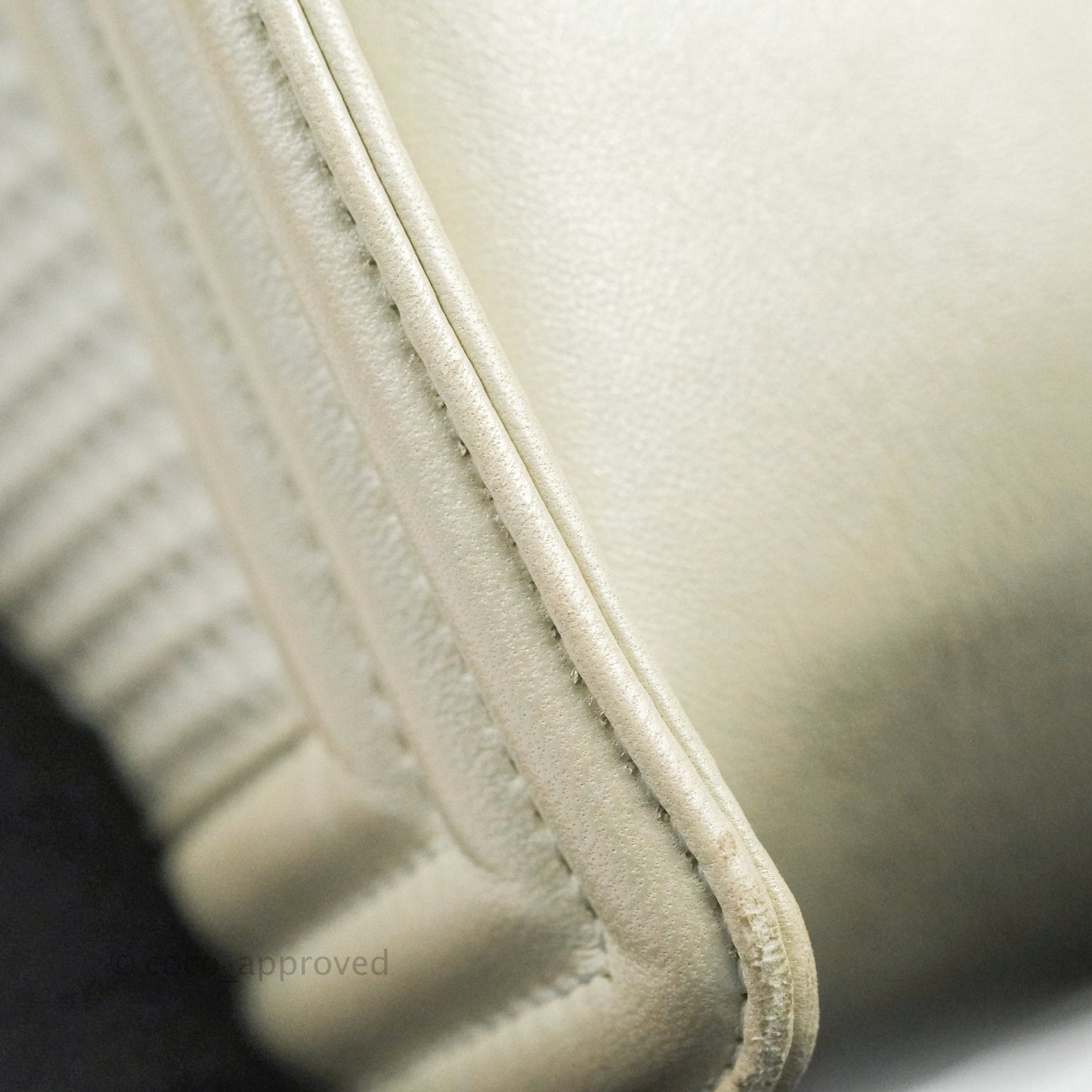 Chanel Cube Embossed Medium Boy Bag Iridescent Pearl White Lambskin Gold Hardware