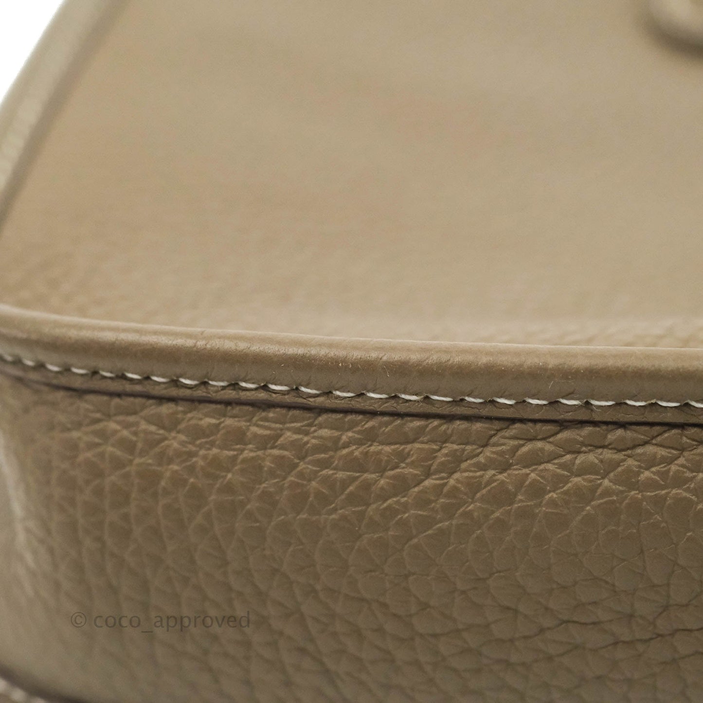 Hermès Mini Evelyne Etoupe Clemence Gold Hardware with Bleu Indigo Strap