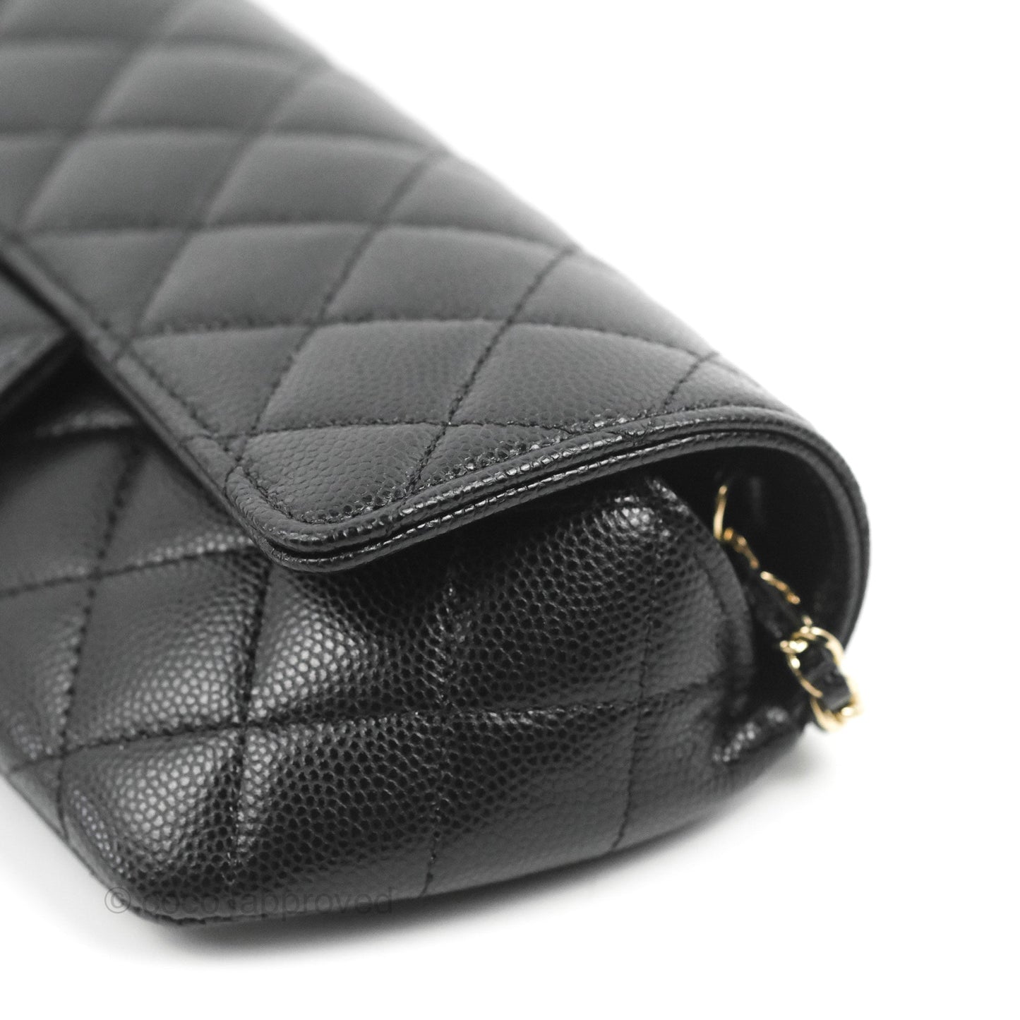 Chanel Quilted Case With Chain Black Caviar Gold Hardware