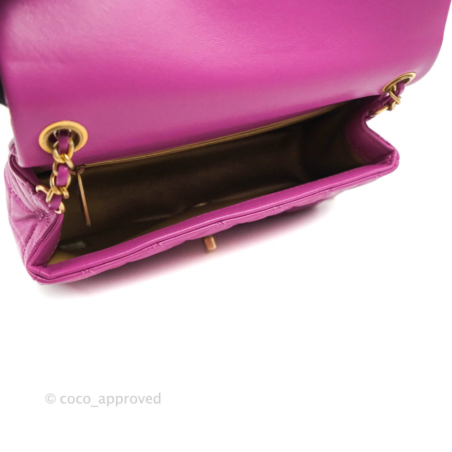 Chanel Mini Rectangular Pearl Crush Quilted Purple Lambskin Aged Gold Hardware