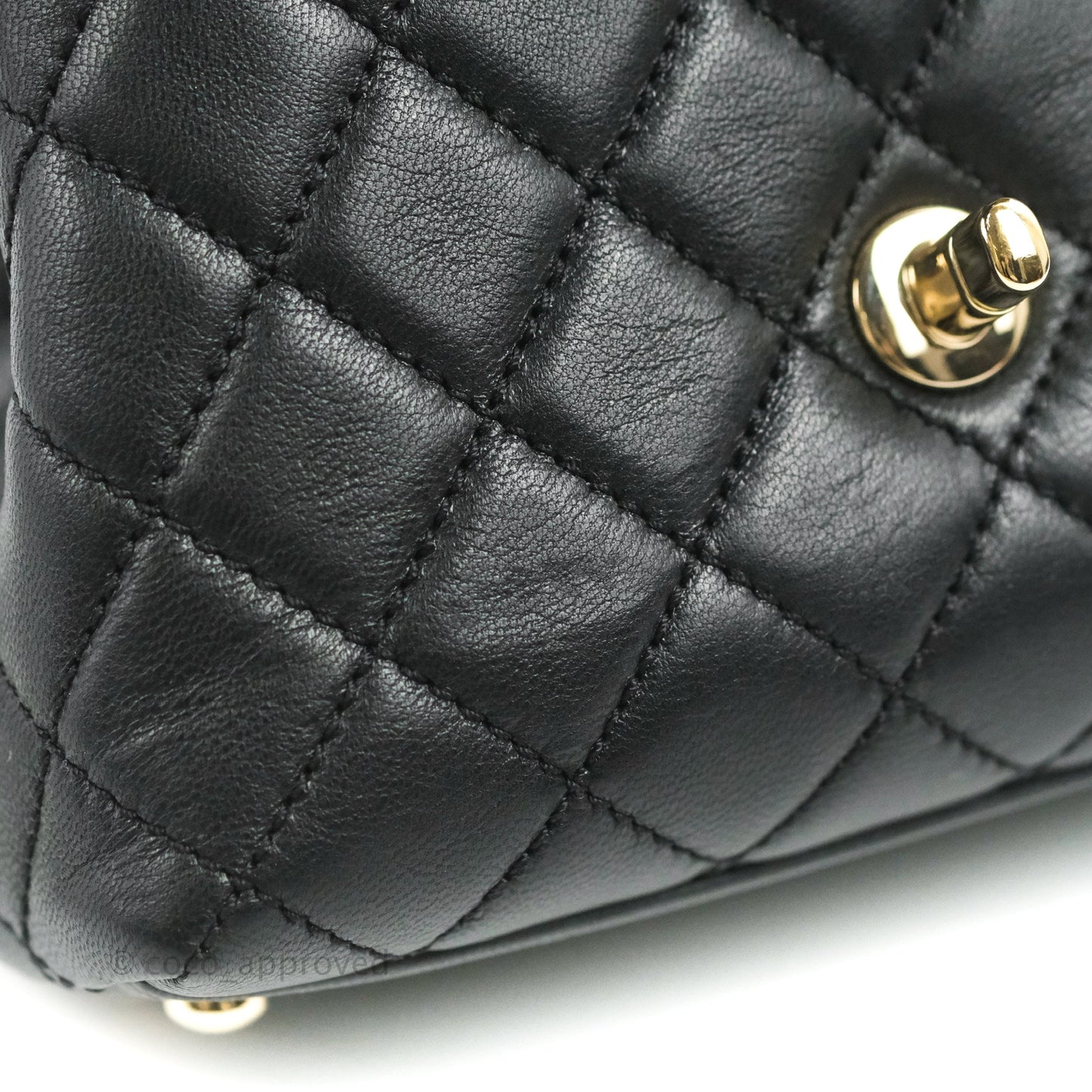 Chanel Quilted Mini Rainbow Coco Handle Bag Lambskin Black Gold Hardware