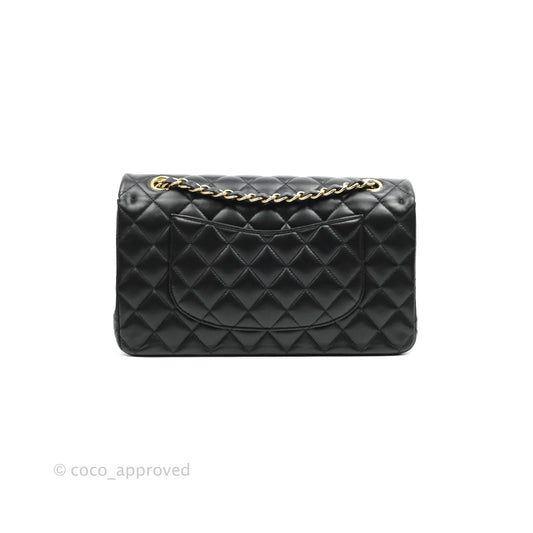 Chanel Classic M/L Flap Bag Black Lambskin Gold Hardware
