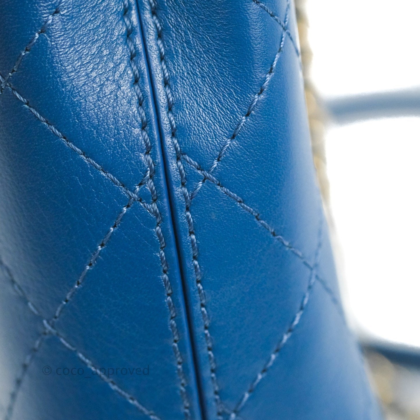 Chanel Blue Quilted Leather Small Frame In Flap Bag