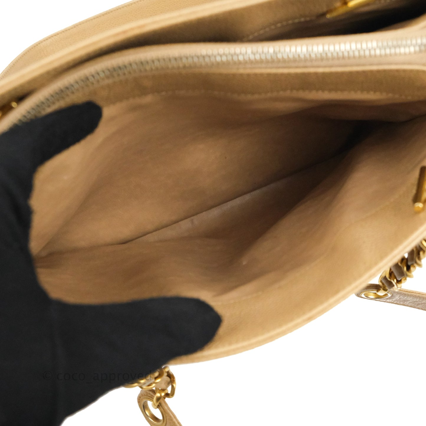 Chanel Vintage Tote Beige Caviar 24K Gold Hardware