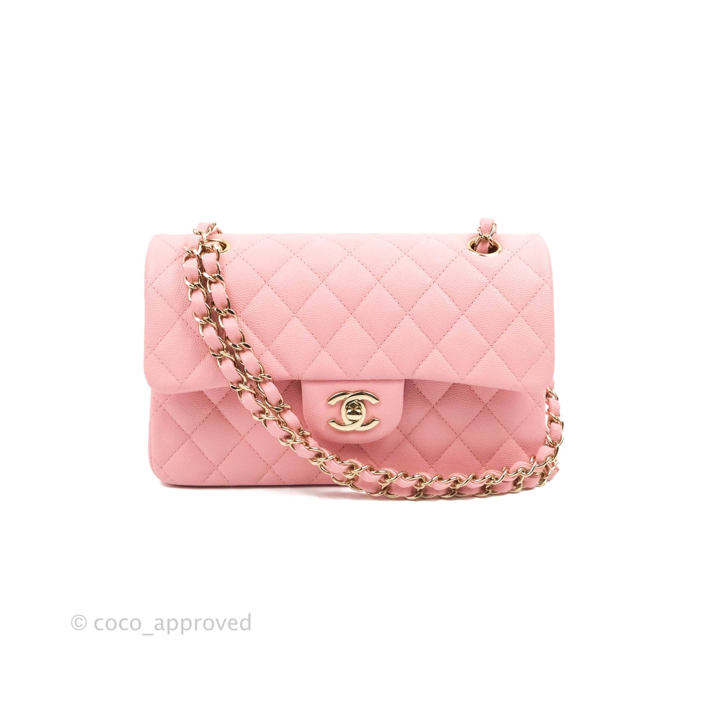 Chanel Classic Small S/M Flap Pink Caviar Gold Hardware 22C