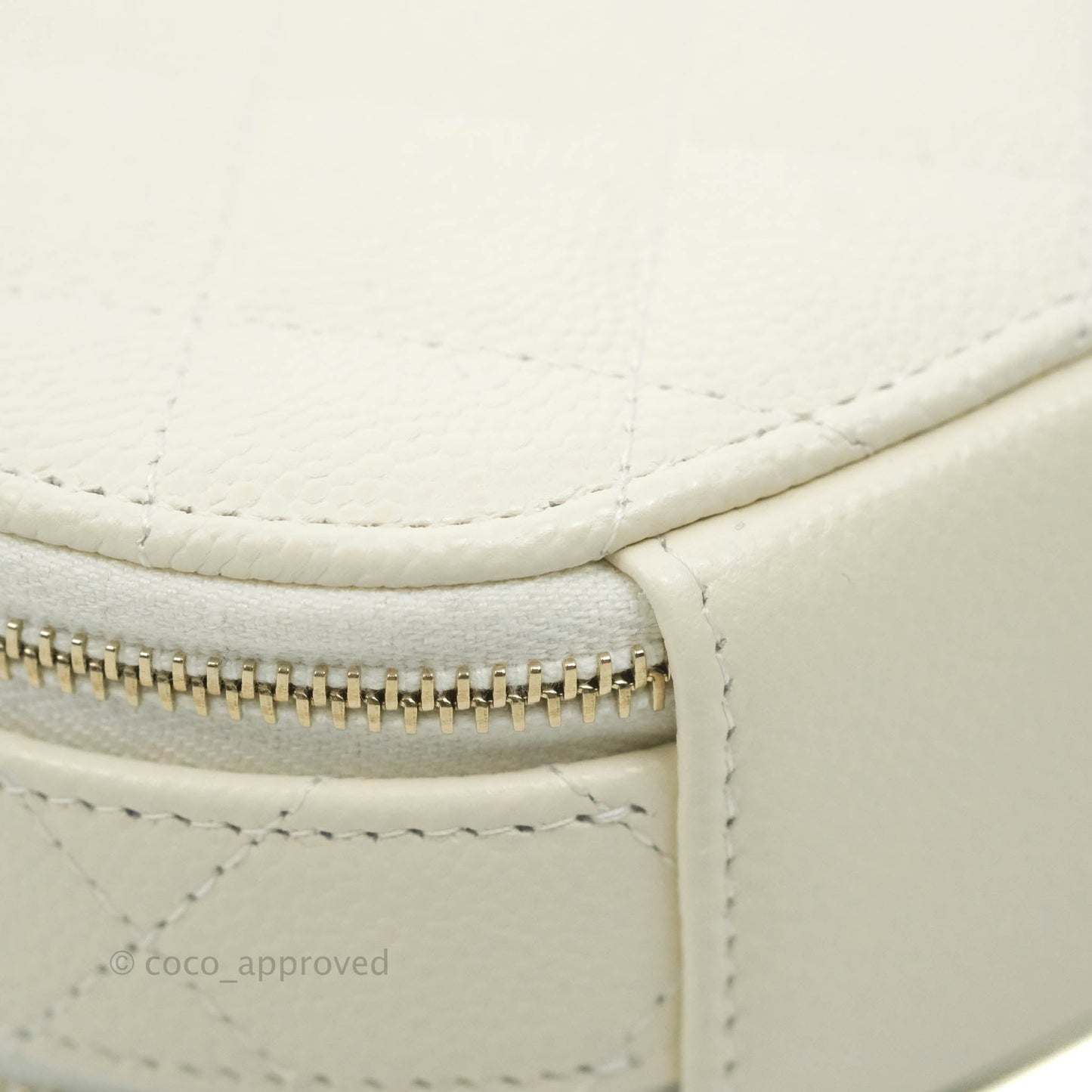 Chanel Mini Round Vanity Bag with Handle Ivory Caviar 22C