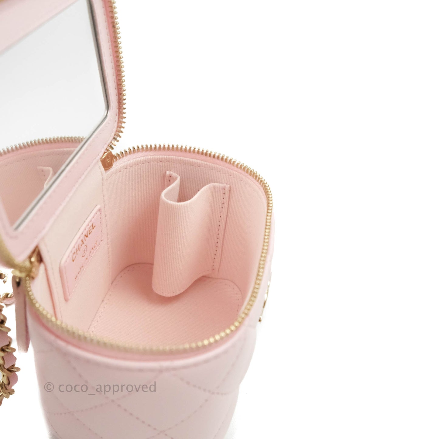 Chanel Mini Top Handle Vanity With Chain Light Pink Lambskin Gold Hardware