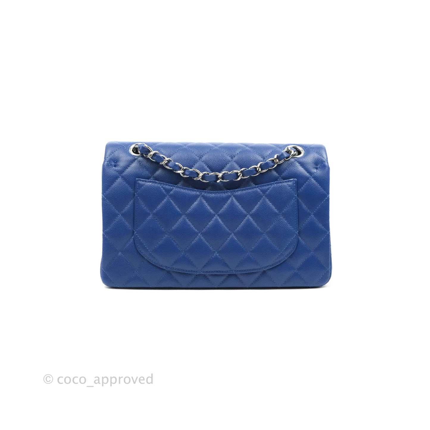 Chanel Small Classic Quilted Flap Blue Caviar Silver Hardware