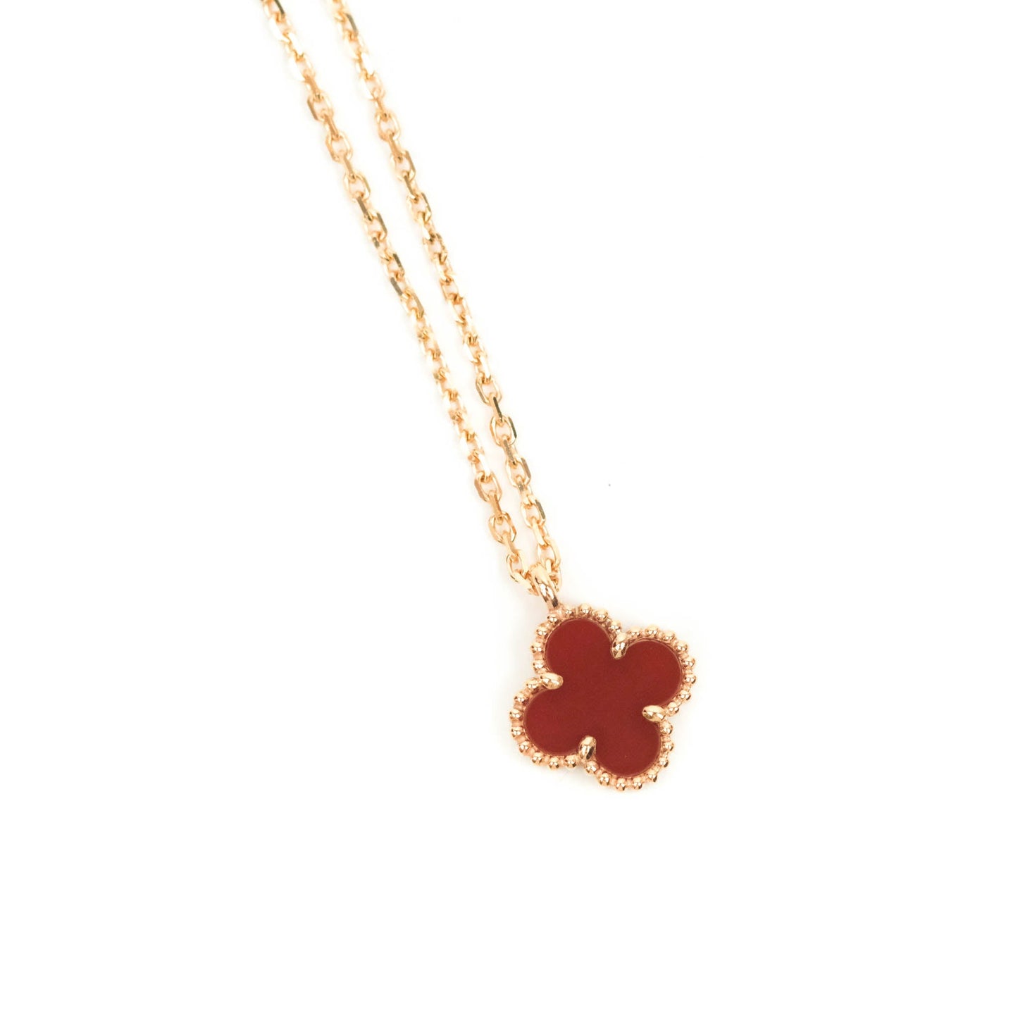 Van Cleef & Arpels Sweet Alhambra Pendant Red Carnelian Rose Gold