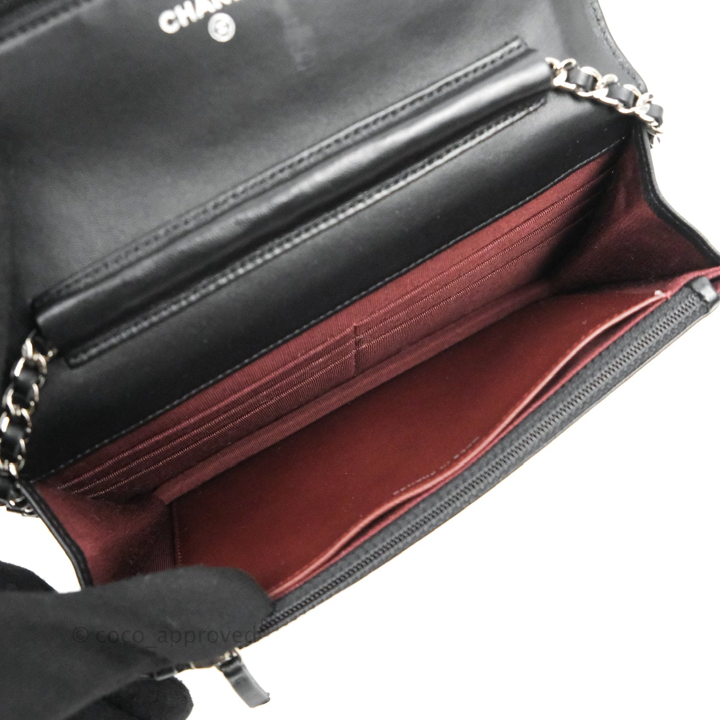 Chanel Quilted Wallet on Chain WOC Black Lambskin Silver Hardware