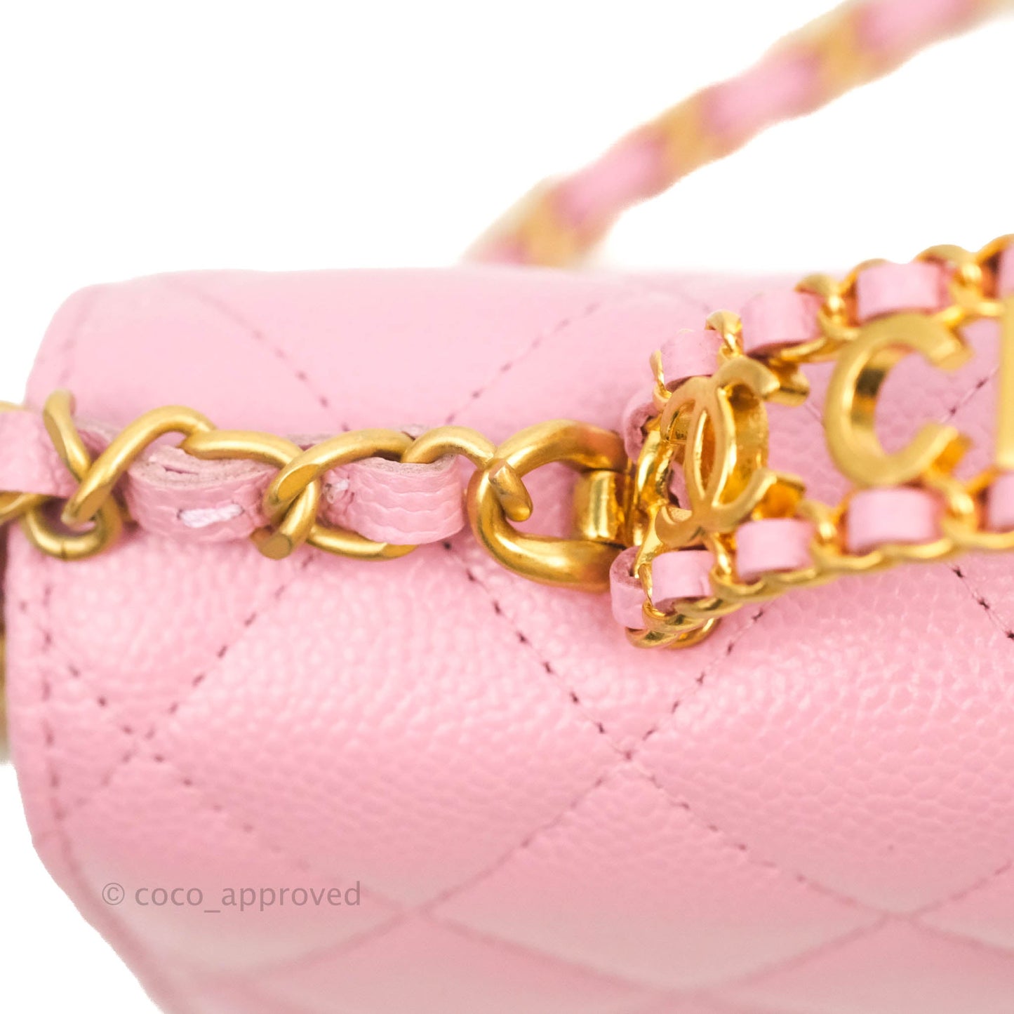 Chanel Top Handle Wallet On Chain WOC Pink Caviar Gold Hardware 22S