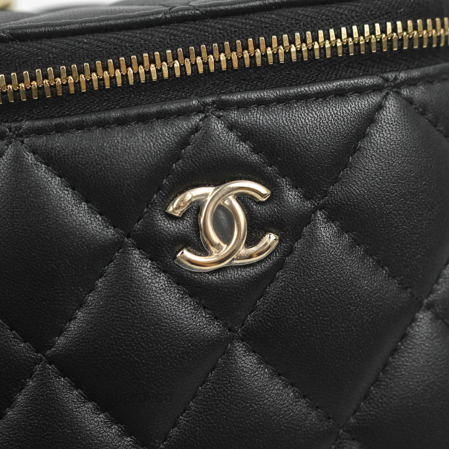 Chanel Mini Ball Crush Vanity With Chain Black Lambskin Gold Hardware