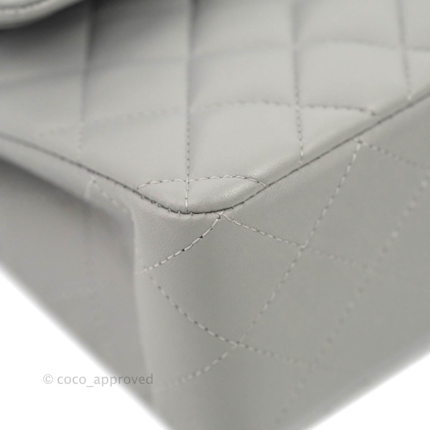 Chanel Small Classic Quilted Flap Grey Lambskin Silver Hardware