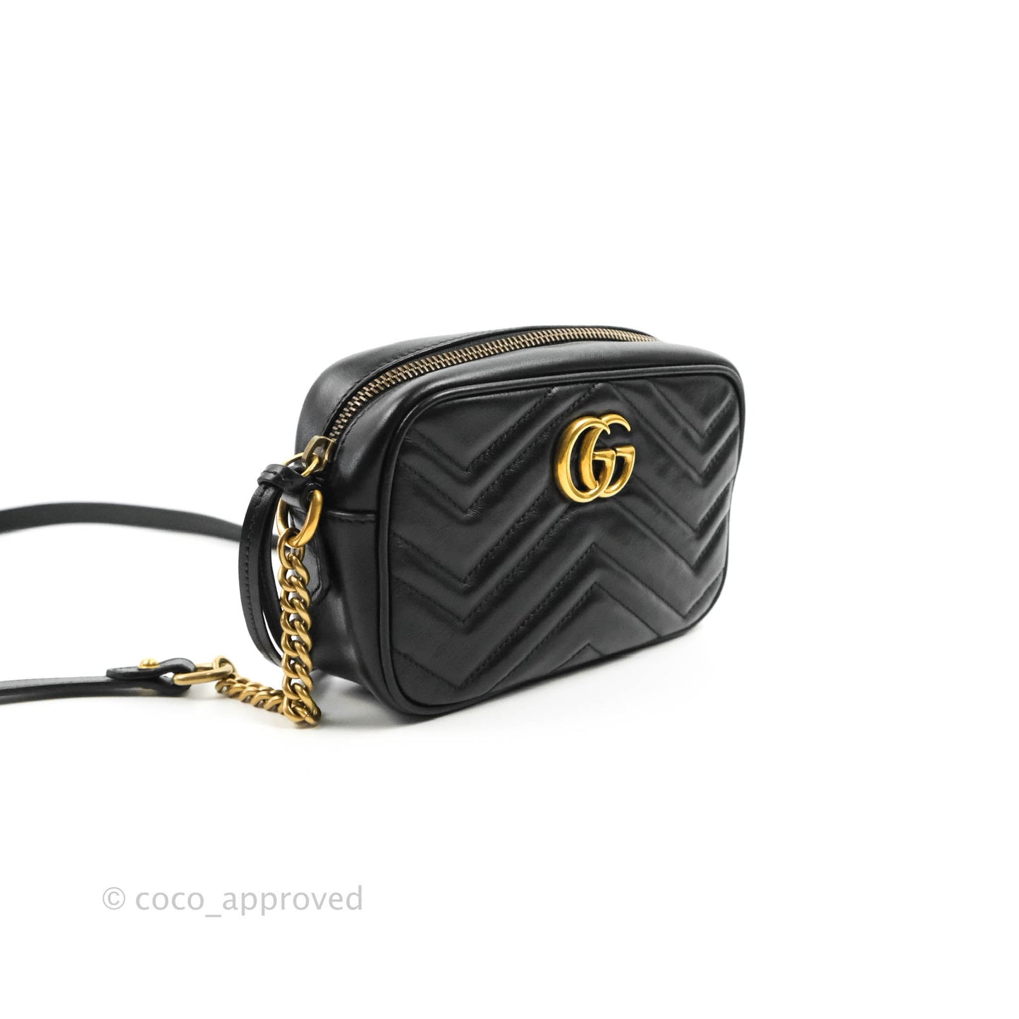 Gucci Mini Matelasse GG Marmont Camera Bag Black Calfskin Gold Hardware