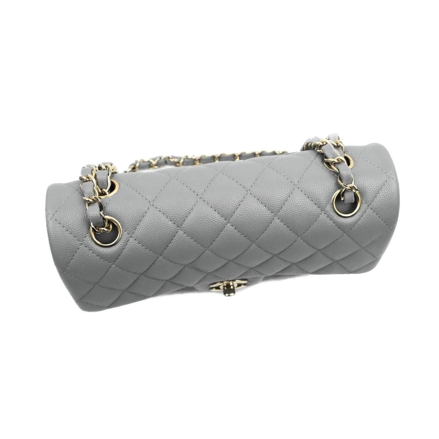 Chanel Classic Small S/M Quilted Flap Grey Caviar Gold Hardware 20C