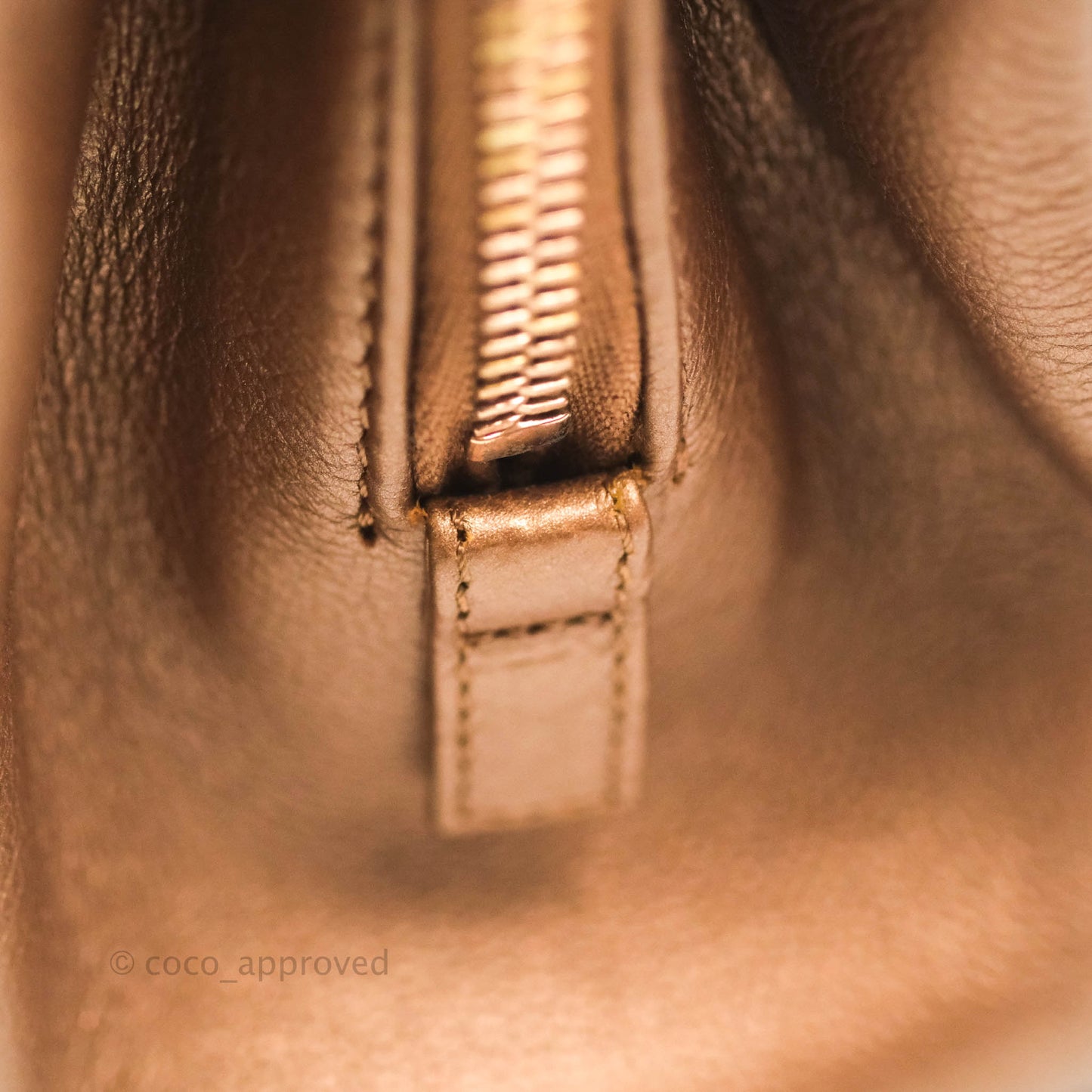 Chanel Iridescent Goatskin Quilted Small CC Eyelet Tote Copper Rose Gold