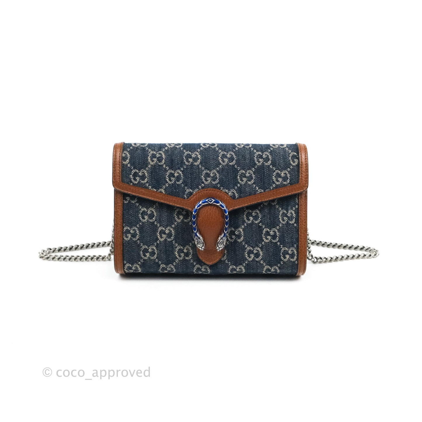 Gucci Denim GG Monogram Mini Dionysus Chain Wallet