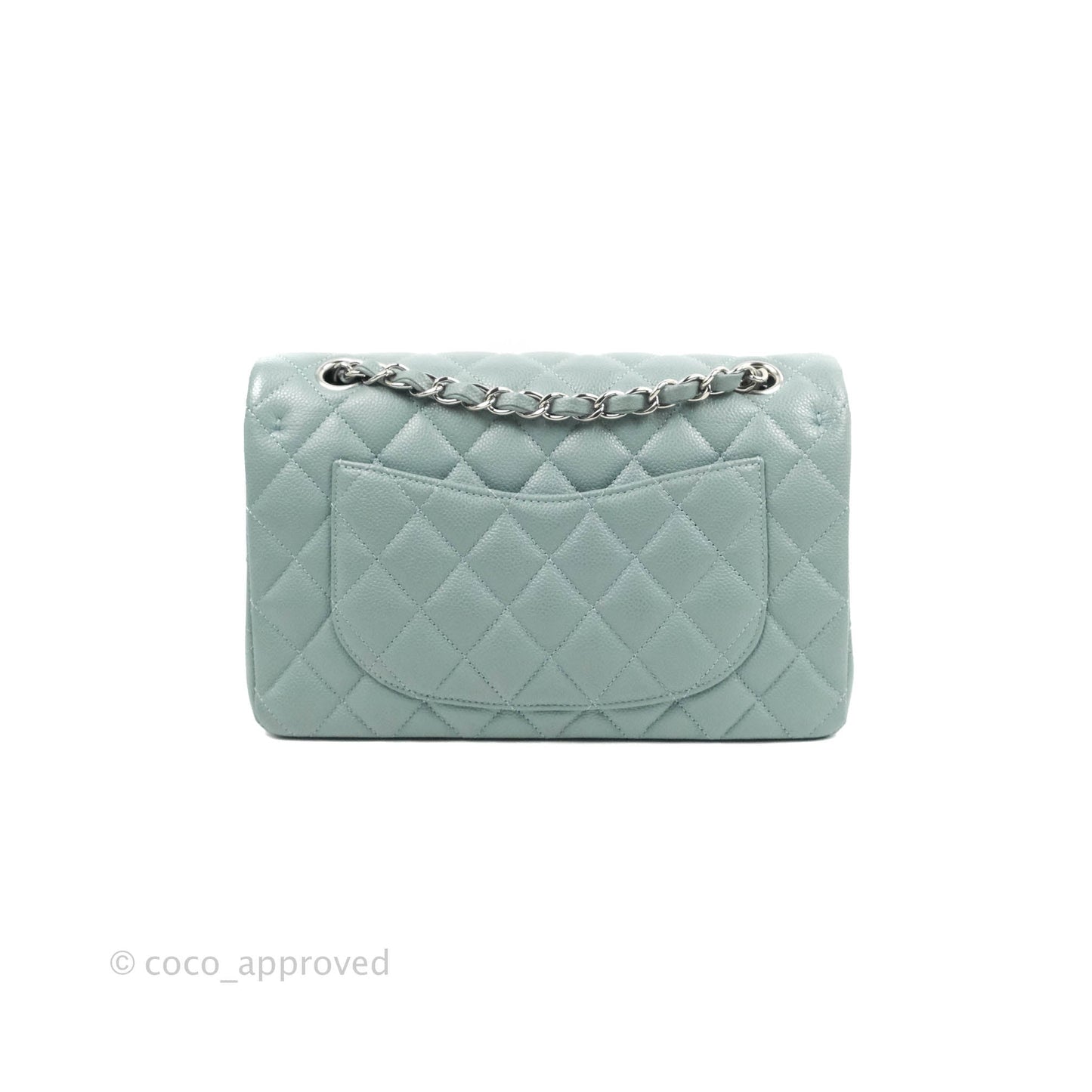 Chanel Small Classic Quilted Flap Light Blue Caviar Silver Hardware 20B