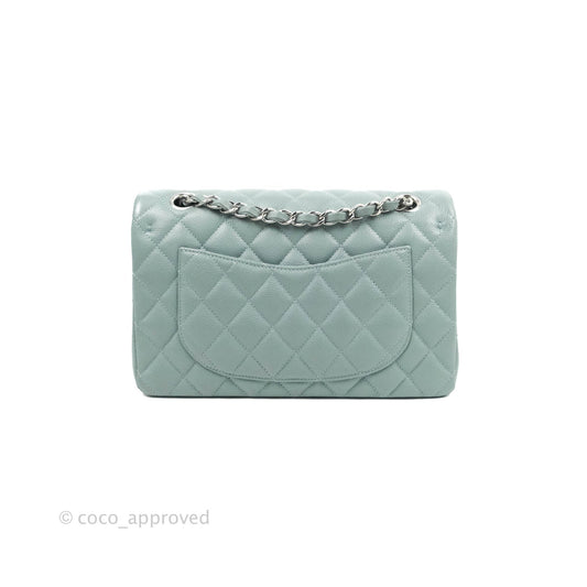 Chanel Small Classic Quilted Flap Light Blue Caviar Silver Hardware 20B